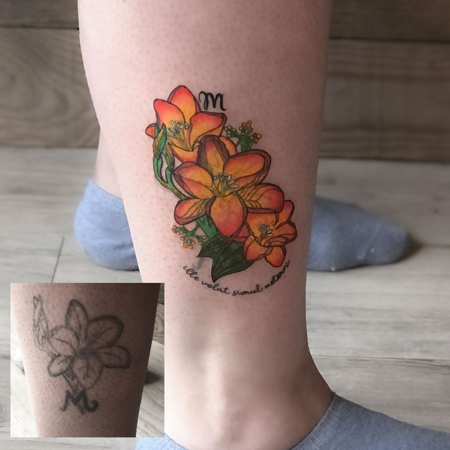 tatuaje color cover flores