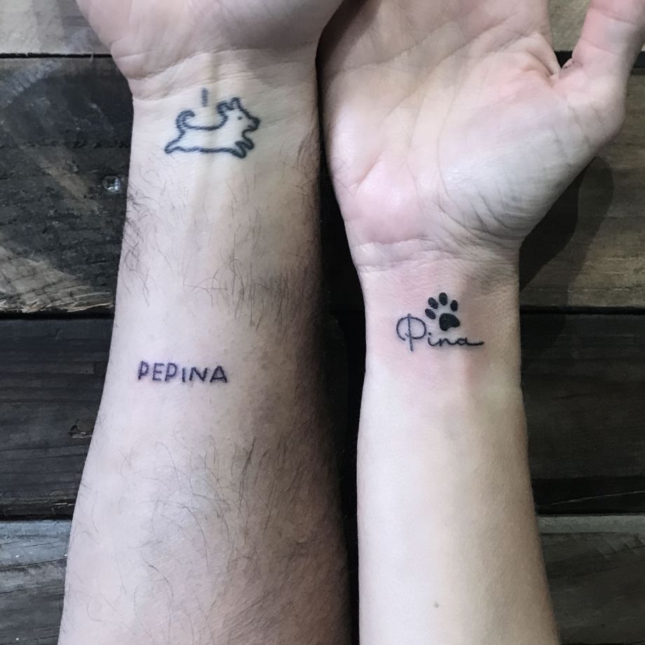 Tatuaje lettering "Pina" y "Pepina"