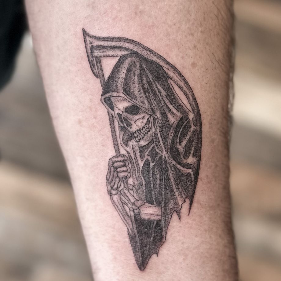 Tatuaje black work de la muerte